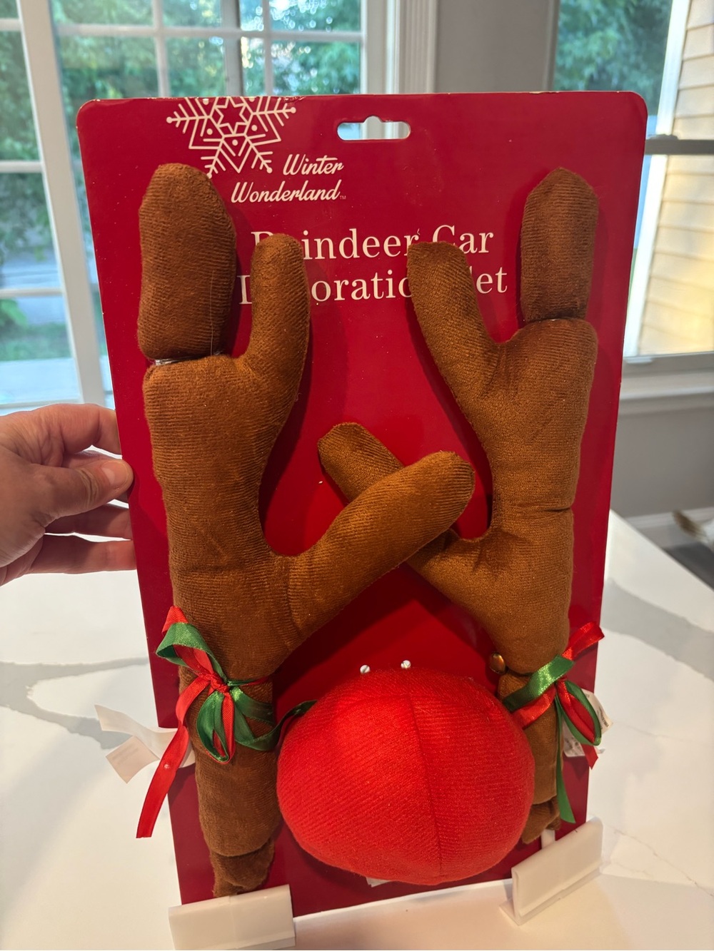 WONDERLAND Brown Plush Reindeer Antlers Holiday Car Set.. NWT